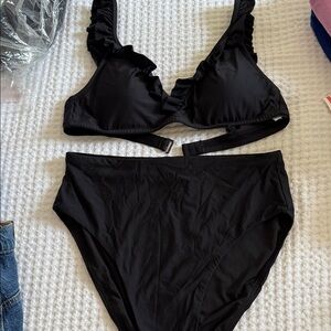 J. Crew Black Triangle Bikini Set